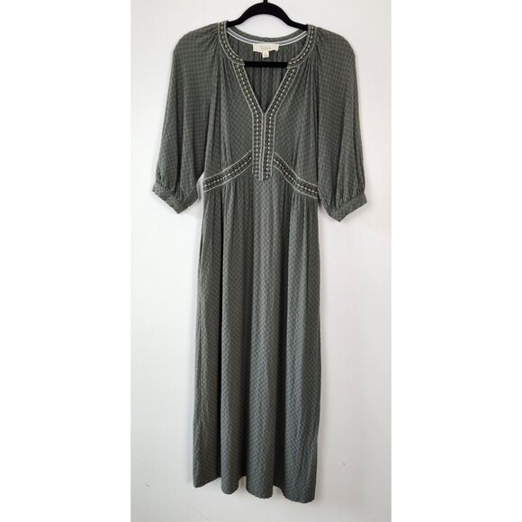 Nurture by Westbound Waffle Texture Prairie Style Midi Dress, Embroidered. Small - Picture 1 of 10